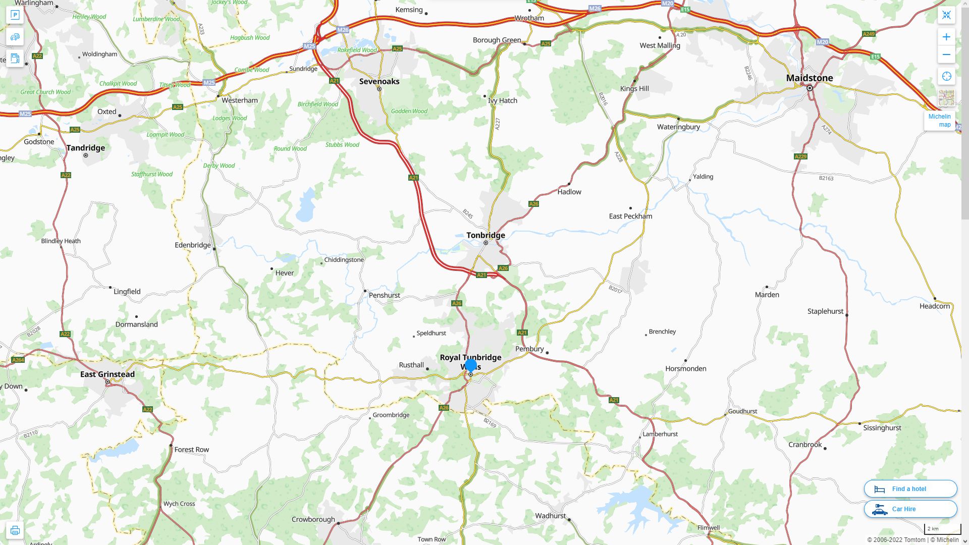 Royal Tunbridge Wells Royaume Uni Autoroute et carte routiere